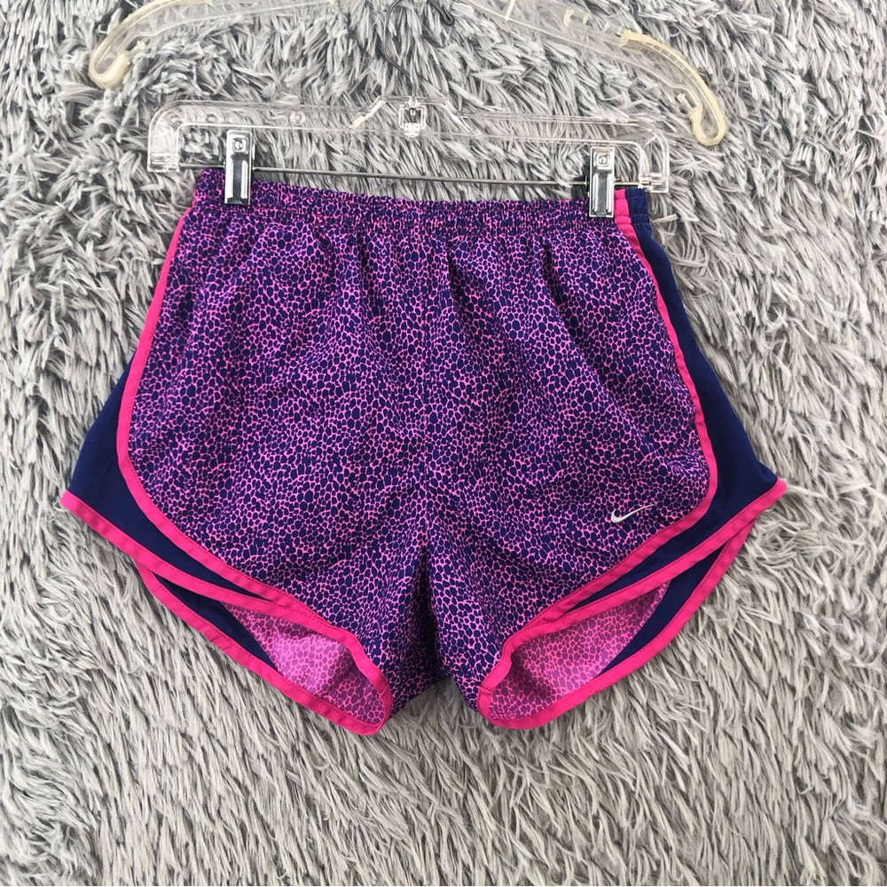Nike Shorts Dri Fit Womens Small Drawstring Waist Logo Pink Blue Athletic
